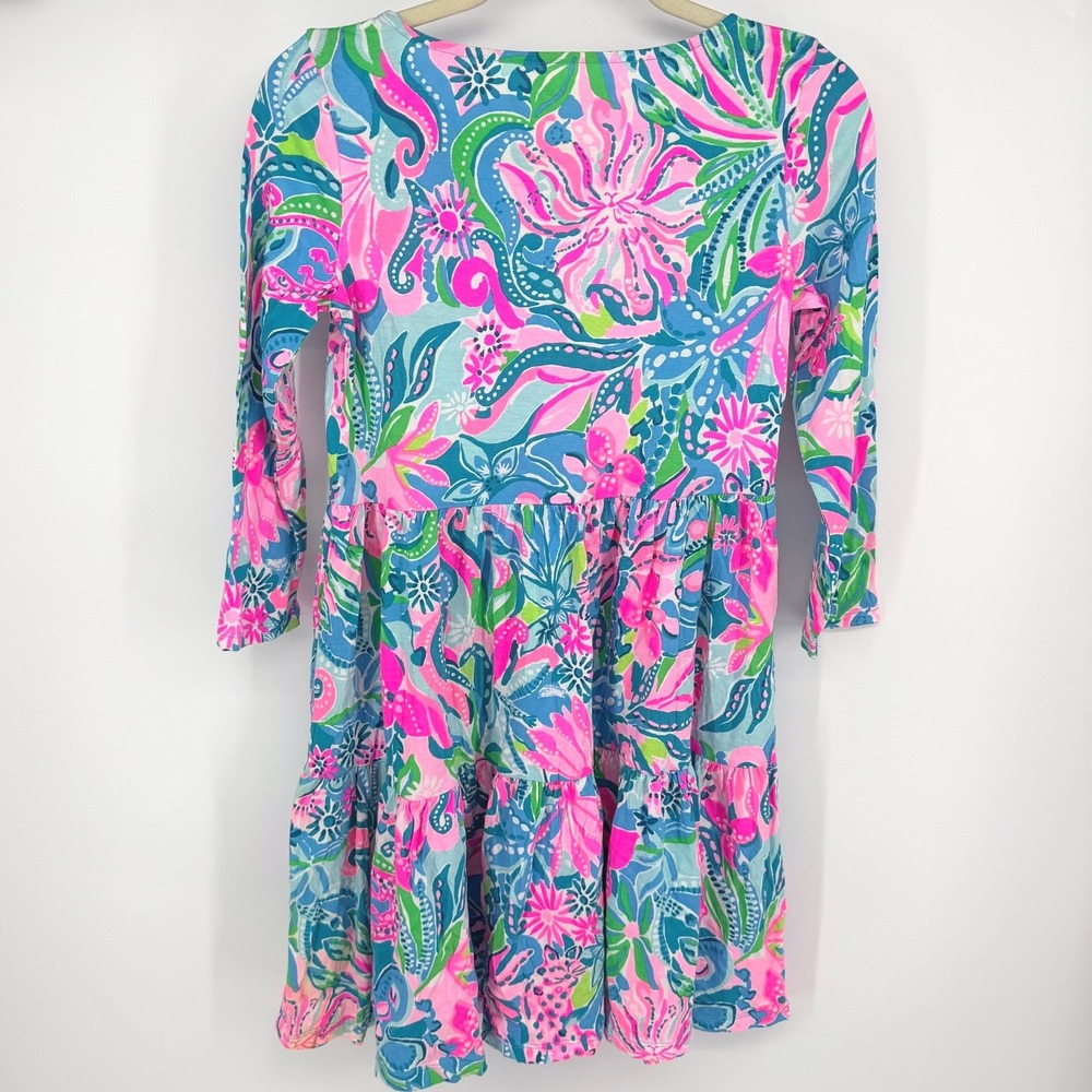 Lilly Pulitzer Geanna Swing Dress Women's XS Turquoise Oasis Golden Hour - Picture 2 of 9